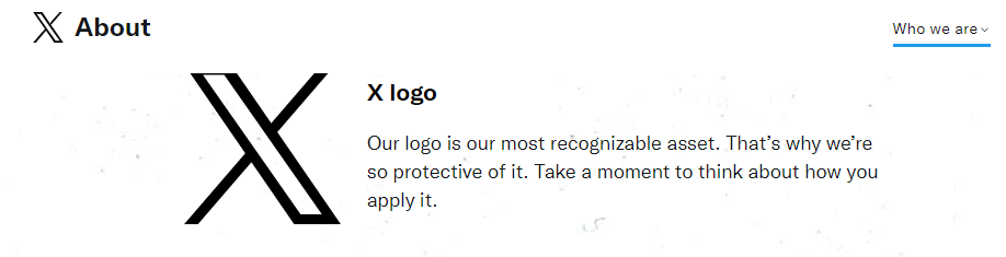 Capture d'écran de la page About du site de X